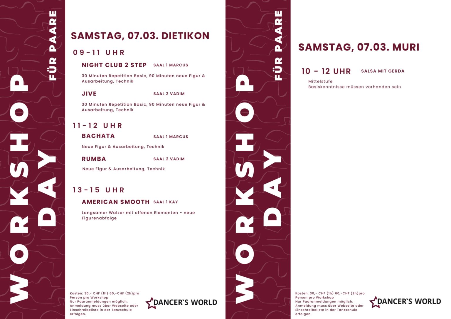 Flyer für den Workshop Day Paare am Samstag, 07.03.2026